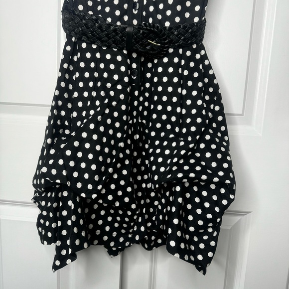 IZ Byer Black and White Polkadot Dress Size S with Cap Sleeves - Picture 4 of 12